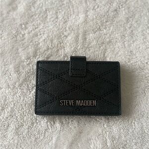 Steve Madden Quilted Black Card Holder